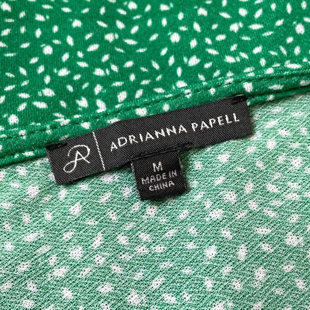 Adrianna Papell Green Dotted Ruffle Sleeve Blouse